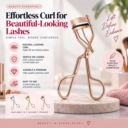 Stainless Steel Eyelash Curler – Soft Cushion Pad for Natural-Looking Lift