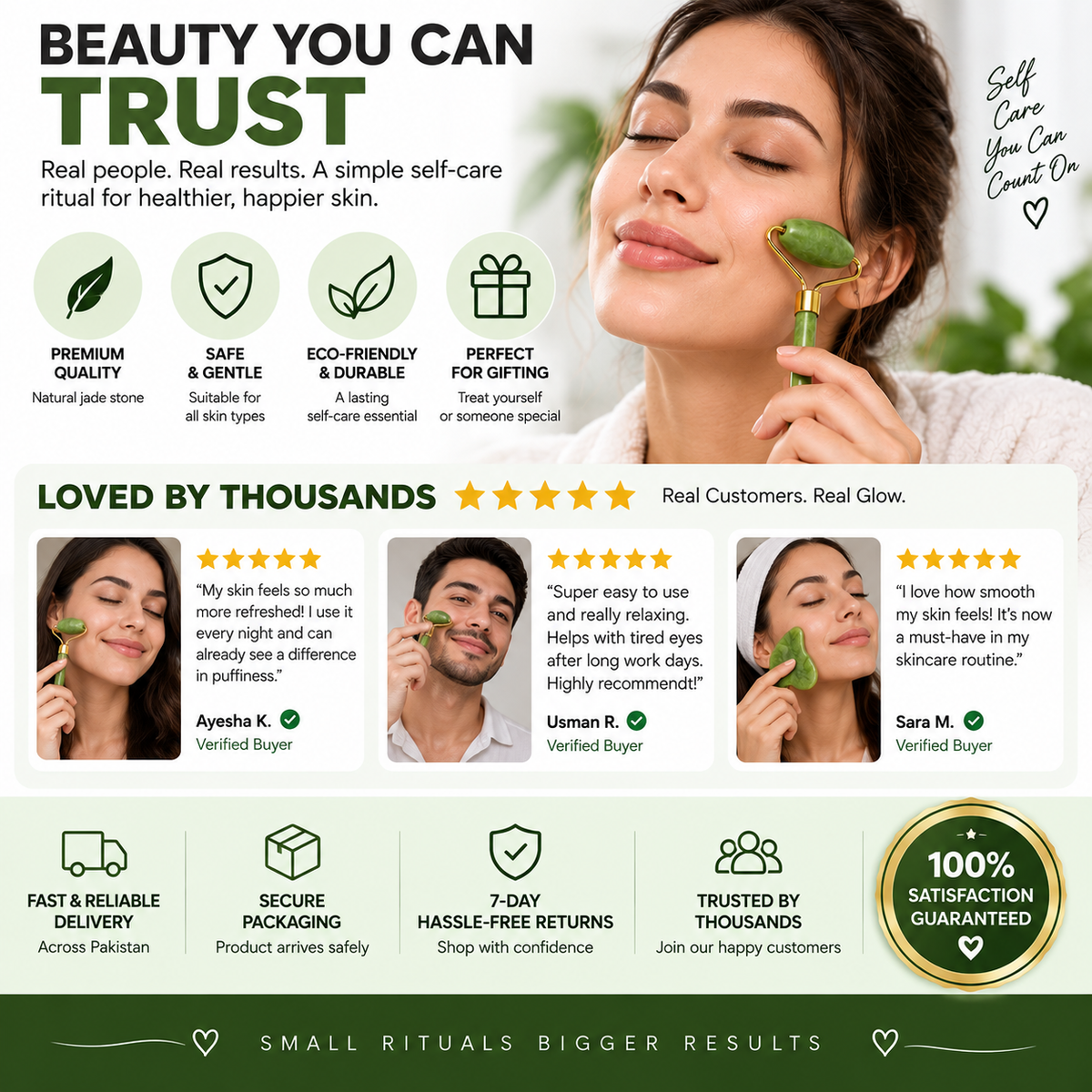 Jade Roller & Gua Sha Facial Massage Set – Cooling & Depuffing Skincare Tool