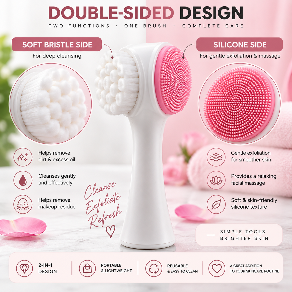 2-in-1 Double-Sided Facial Cleansing & Massage Brush