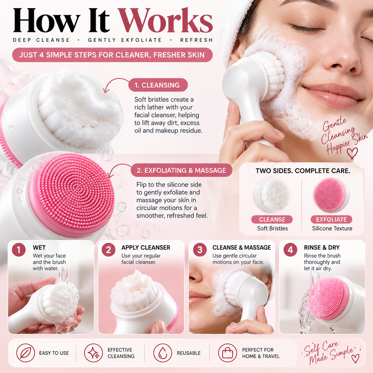 2-in-1 Double-Sided Facial Cleansing & Massage Brush