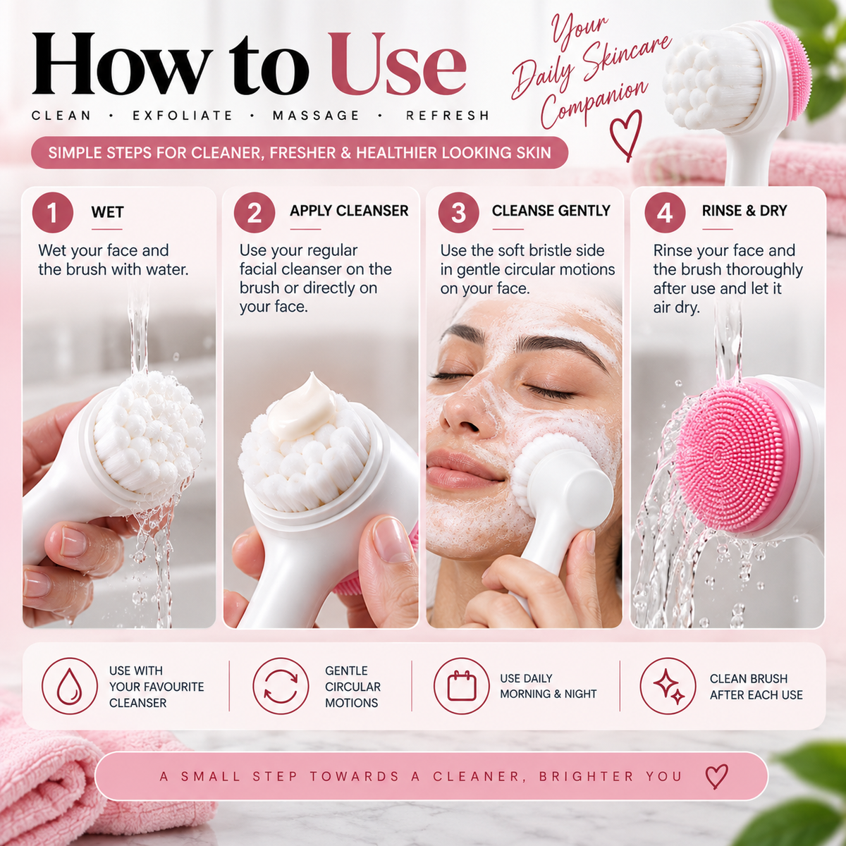 2-in-1 Double-Sided Facial Cleansing & Massage Brush