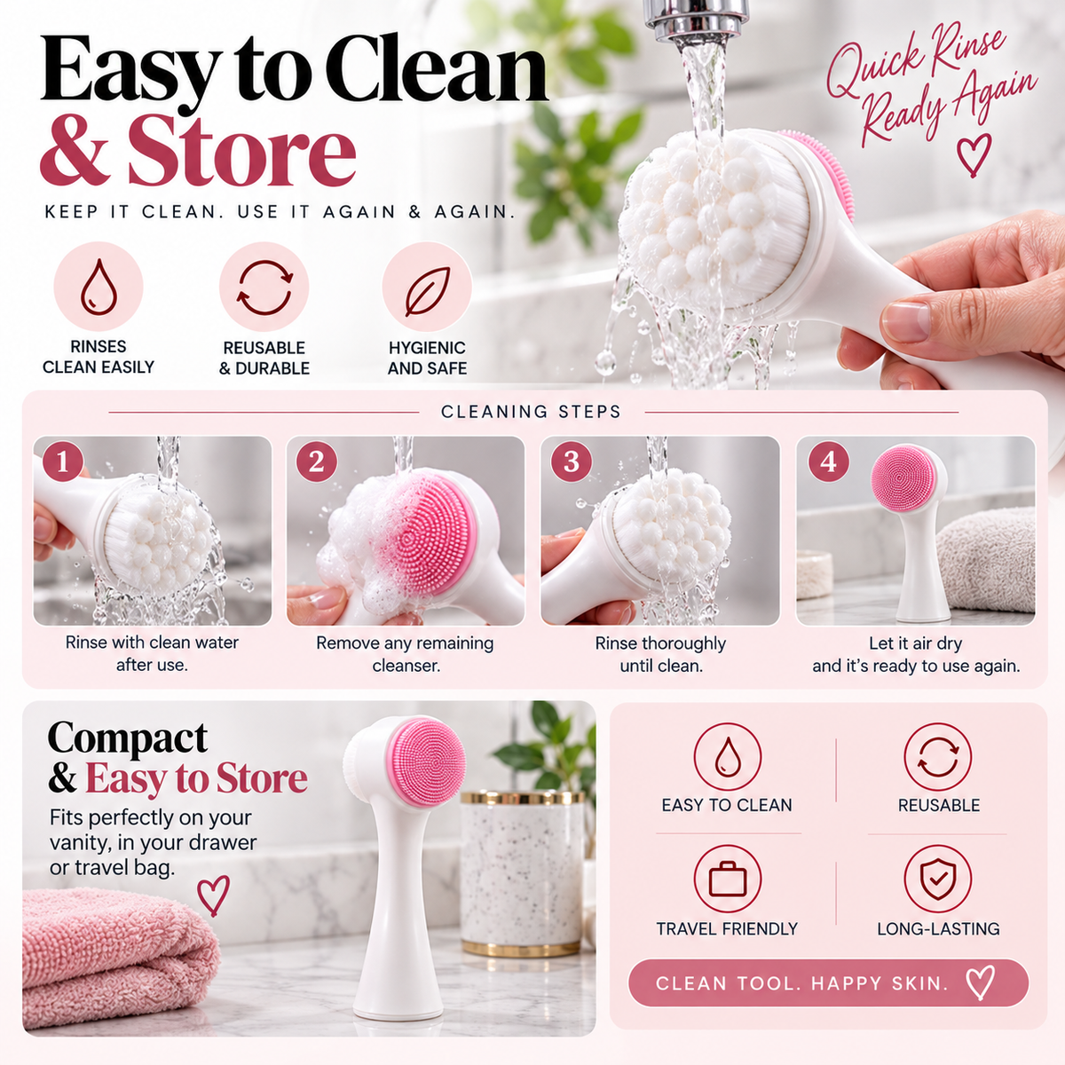 2-in-1 Double-Sided Facial Cleansing & Massage Brush