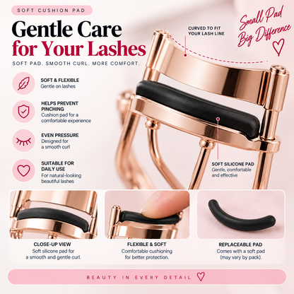 Stainless Steel Eyelash Curler – Soft Cushion Pad for Natural-Looking Lift