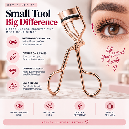 Stainless Steel Eyelash Curler – Soft Cushion Pad for Natural-Looking Lift