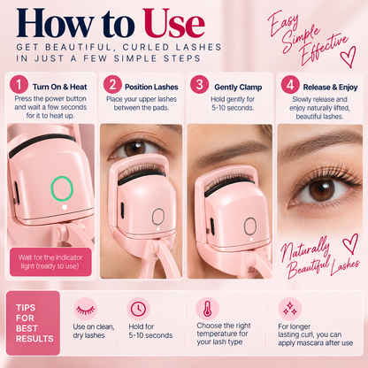 Electric Heated Eyelash Curler – Rechargeable Quick Curl Tool