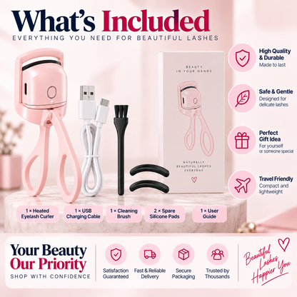 Electric Heated Eyelash Curler – Rechargeable Quick Curl Tool