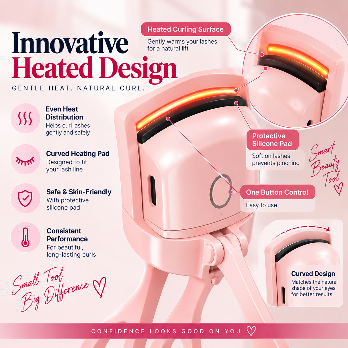 Electric Heated Eyelash Curler – Rechargeable Quick Curl Tool