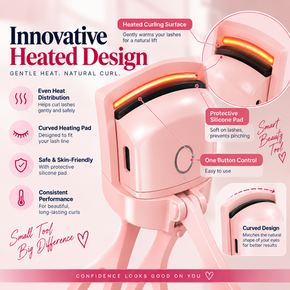 Electric Heated Eyelash Curler – Rechargeable Quick Curl Tool