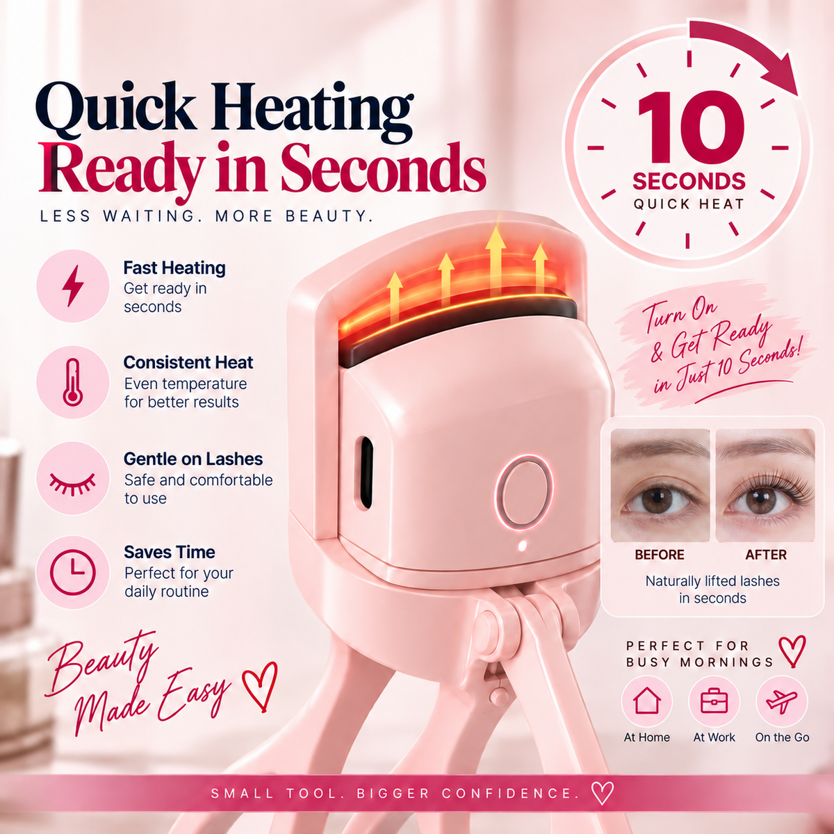 Electric Heated Eyelash Curler – Rechargeable Quick Curl Tool