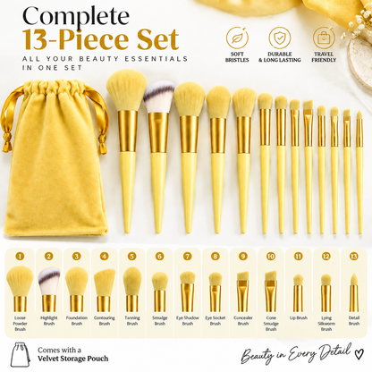 13-Piece Professional Makeup Brush Set with Velvet Pouch